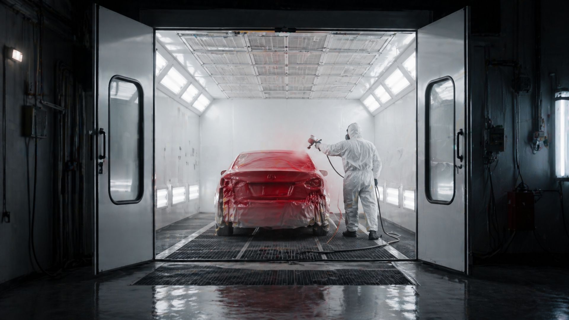 Professional automotive paint booth at Yokem Collision Center