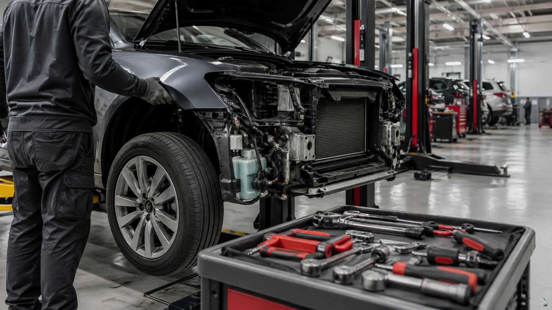 Certified repair work in progress at Yokem Collision